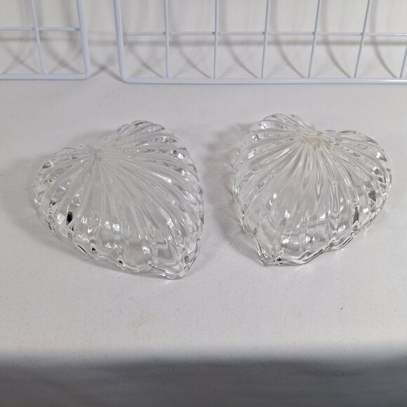 New Kristal Zajecar Vtg 24% Lead Crystal 2 Hearts Together Box W Lid Trinket Box - Picture 10 of 11
